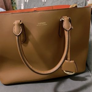 Pebbled-Leather Large Marcy Satchel by Lauren Ralph Lauren